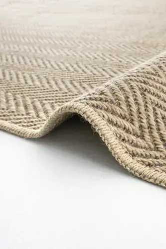 Mocha 671 Kahve Halı Kilim Salon Mutfak Koridor Kesme Yolluk Jüt Hasır Görünümlü Dokuma Makine Halı-Kahve - 6