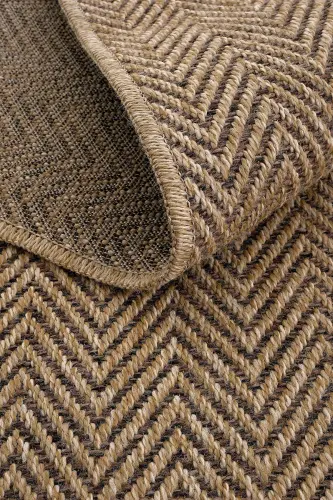 Mocha 671 Kahverengi Halı Kilim Hasır Görünümlü Bohem Kesme İnce Leke Tutmayan Salon Mutfak Halısı-Kahverengi 2 - 7