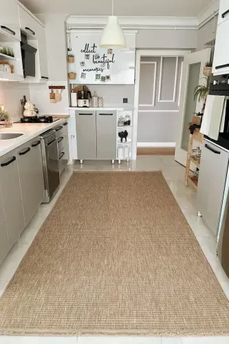 Mocha 672 Beige Rug Carpet Living Room Kitchen Hallway Cut Runner Jute Woven Machine-Made Carpet with Wicker Look-Beige 5 - COOL HALI (1)