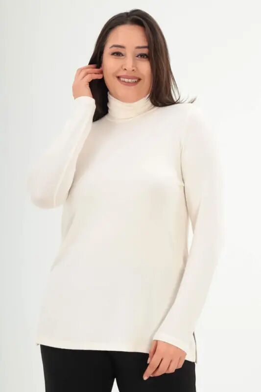 Mock Neck Ecru Knitwear - 1