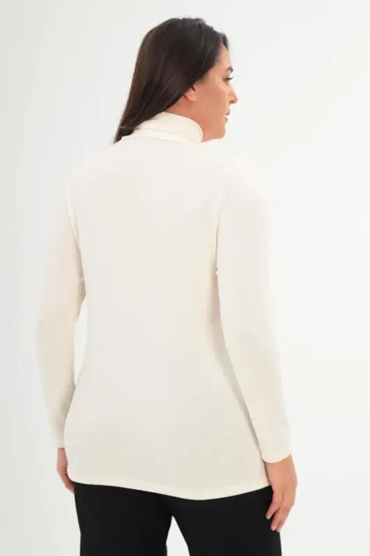 Mock Neck Ecru Knitwear - 5