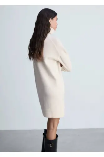 Mock neck knit dress - Ecru - 4