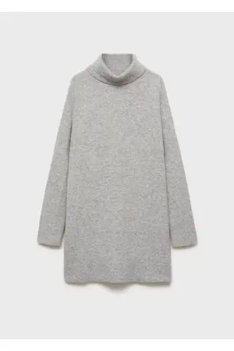 Mock-neck knit dress - Medium Melange Grey - 3