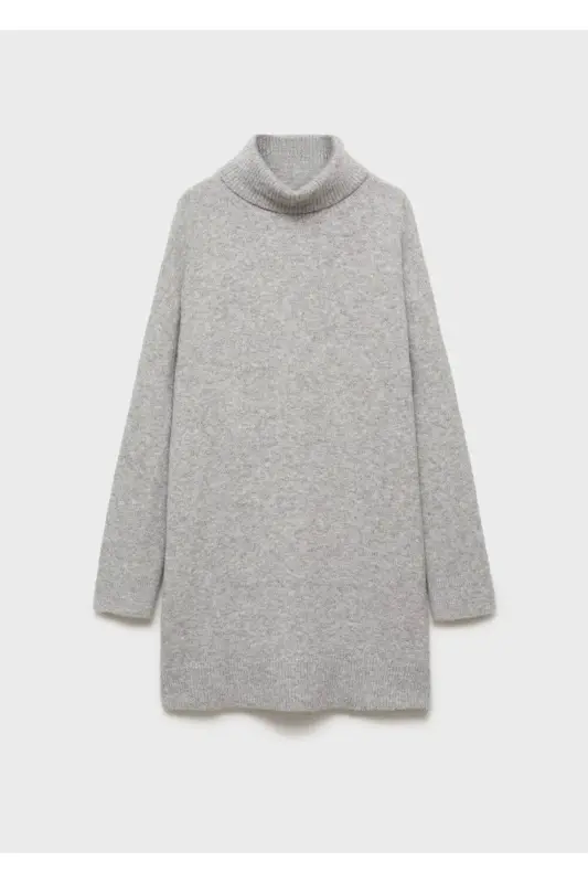 Mock-neck knit dress - Medium Melange Grey - 3