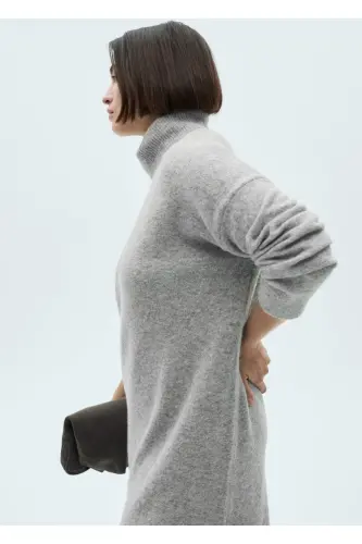 Mock-neck knit dress - Medium Melange Grey - 6
