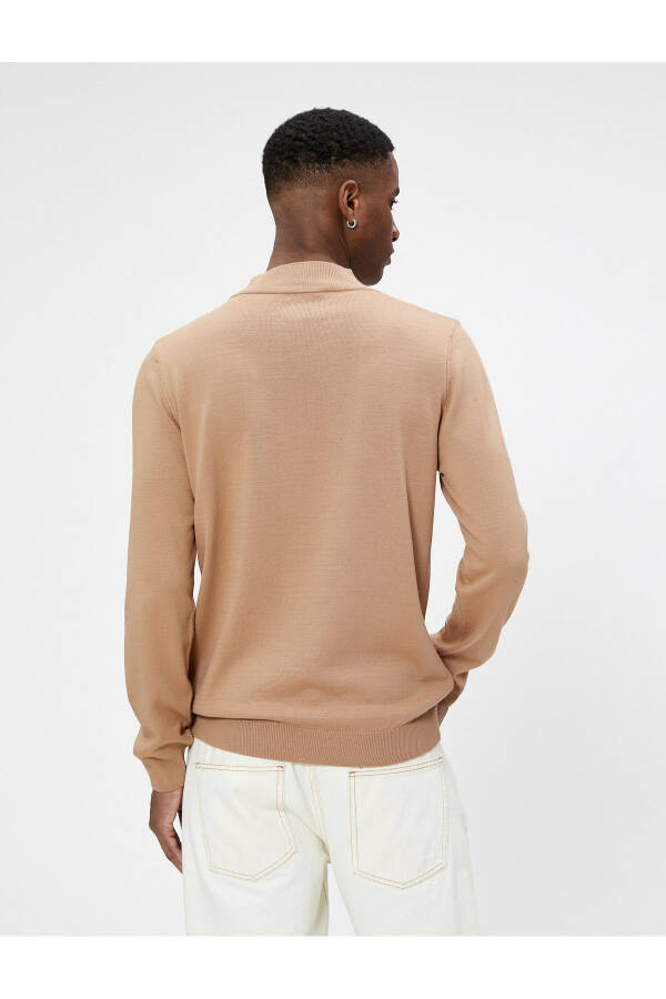 Mock Neck Sweater Knit Textured Slim Fit Long Sleeve - 4