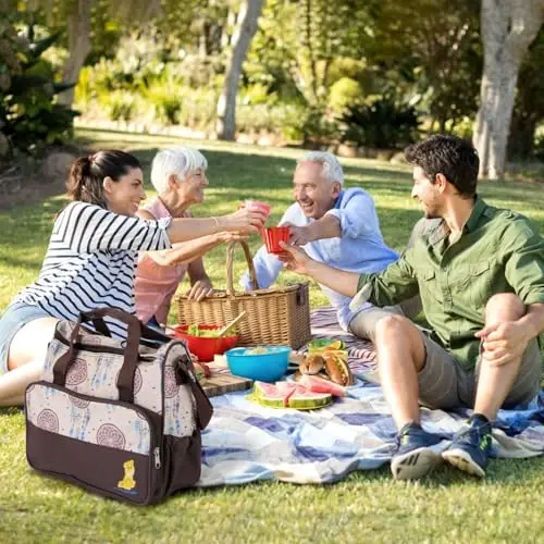 Moclever 5Pcs Baby Nappy Diaper Bags Set-Baby Bags for Mom,Waterproof Maternity Bags with Bottle Bag,Food Bag&Changing Pad For Mom Dad - 3