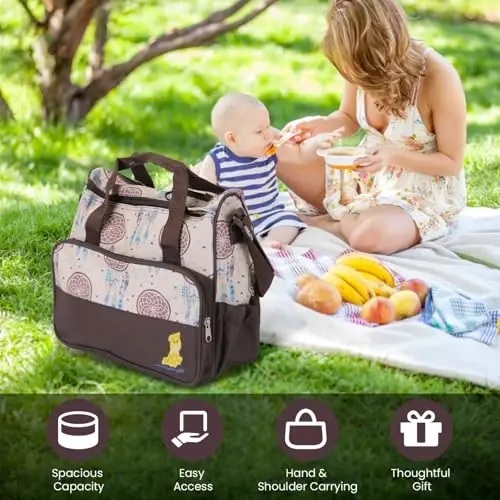 Moclever 5Pcs Baby Nappy Diaper Bags Set-Baby Bags for Mom,Waterproof Maternity Bags with Bottle Bag,Food Bag&Changing Pad For Mom Dad - 4