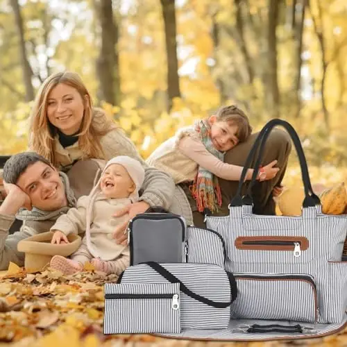 Moclever 8pc Diaper Tote Set, Baby Essentials with Multifunctional Diaper Bags, Bottle & Mesh Bag - Modazone (1)