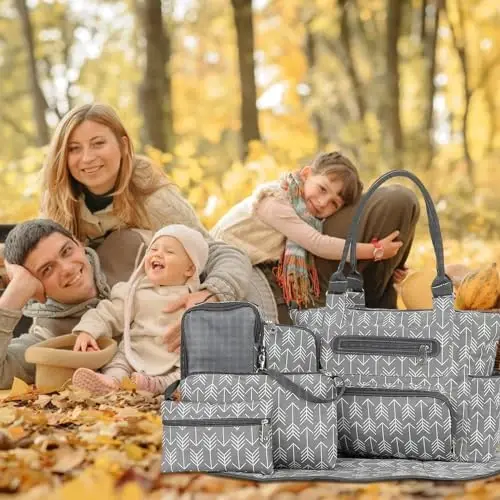 Moclever 8pc Diaper Tote Set, Baby Essentials with Multifunctional Diaper Bags, Bottle & Mesh Bag - Moclever (1)