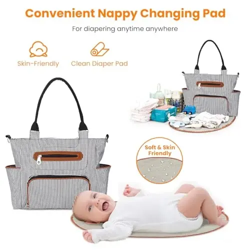 Moclever 8pc Diaper Tote Set, Baby Essentials with Multifunctional Diaper Bags, Bottle & Mesh Bag - 6