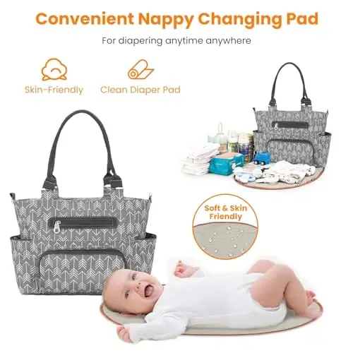 Moclever 8pc Diaper Tote Set, Baby Essentials with Multifunctional Diaper Bags, Bottle & Mesh Bag - 6