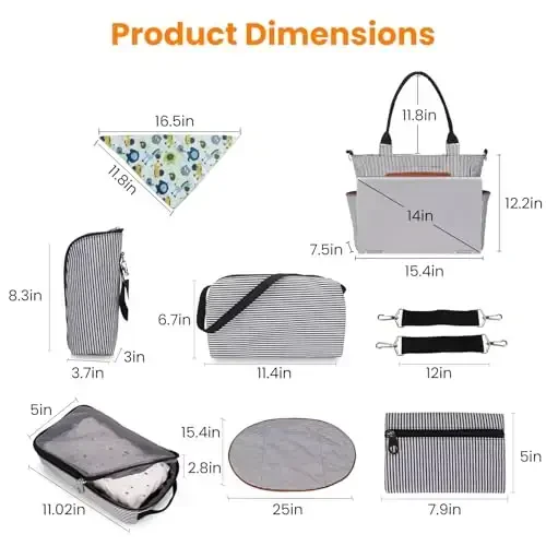 Moclever 8pc Diaper Tote Set, Baby Essentials with Multifunctional Diaper Bags, Bottle & Mesh Bag - 4