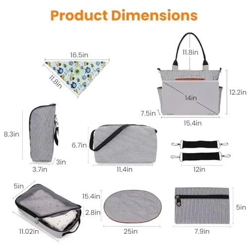 Moclever 8pc Diaper Tote Set, Baby Essentials with Multifunctional Diaper Bags, Bottle & Mesh Bag - 4
