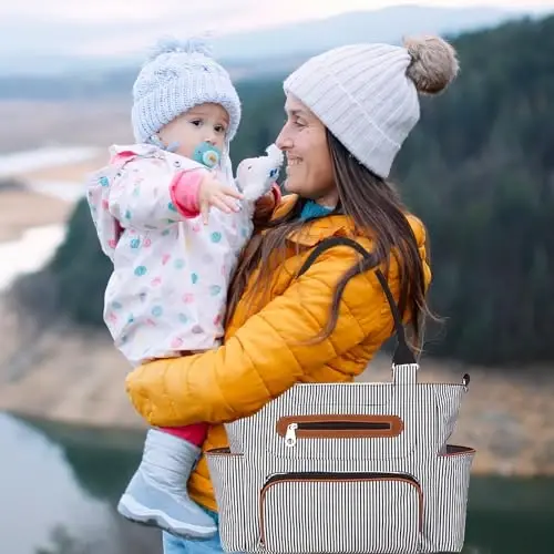 Moclever 8pc Pampers Sumkasi To'plami, Ko'p Funktsiyali Pampers Sumkalari, Shisha va To'rva Sumkasi bilan Bolalar uchun Zaruriy narsalar - MOCLEVER