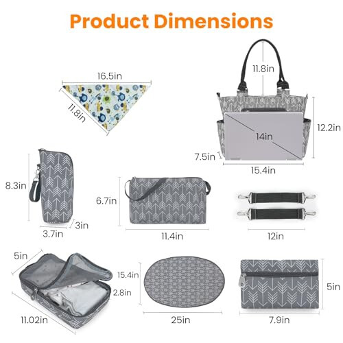 Moclever 8PCS Diaper Bag Tote Set, Baby Essentials Baby Bag Multifunctional Diaper Changing Bags with Bottle Bag Mesh Bag - 4