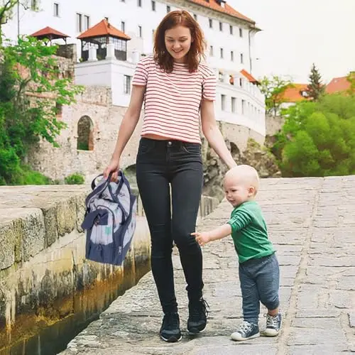 Moclever Комплект из 5 сумок для детских подгузников — Детские сумки для мамы, водонепроницаемые сумки для мамы с сумкой для бутылочки, сумкой для еды и пеленальным ковриком для мамы и папы - 3