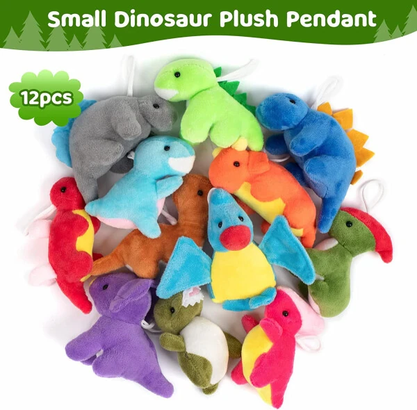 Mocoosy 12 Pack Dinosaur Plush Toy Set, Mini Dinosaur Stuffed Animals Bulk for Kids, Dinosaur Plush Party Favors, Plush Keychain Goody Bag Fillers for Girls Boys Dinosaur Birthday Supplie Easter - Modazone