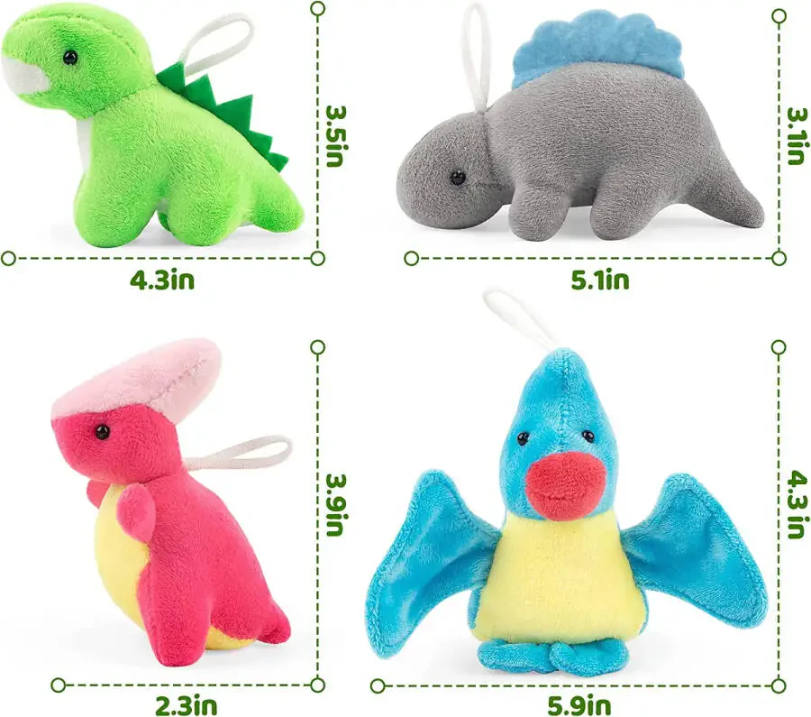 Mocoosy 12 ta Dinozavr Yumshoq O'yinchoq To'plami, Bolalar uchun Mini Dinozavrlar To'ldirilgan Hayvonlar, Dinozavr Yumshoq Bayram Sovg'alari, Qizlar Bolalar Dinozavr Tug'ilgan Kun Bayrami Pasxa uchun Yumshoq Kalit Zanjirli Sovg'a Xalta To'ldiruvchilari - 5