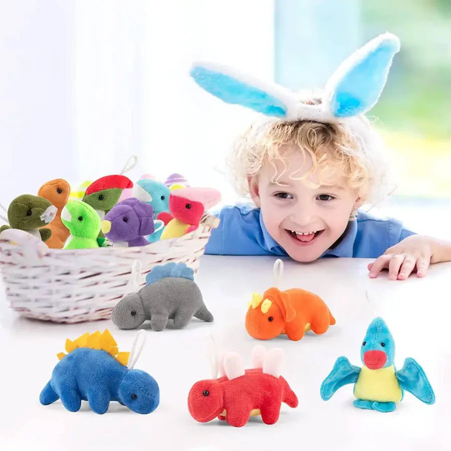 Mocoosy 12 Pack Dinosaur Plush Toy Set, Mini Dinosaur Stuffed Animals Bulk for Kids, Dinosaur Plush Party Favors, Plush Keychain Goody Bag Fillers for Girls Boys Dinosaur Birthday Supplie Easter - 4