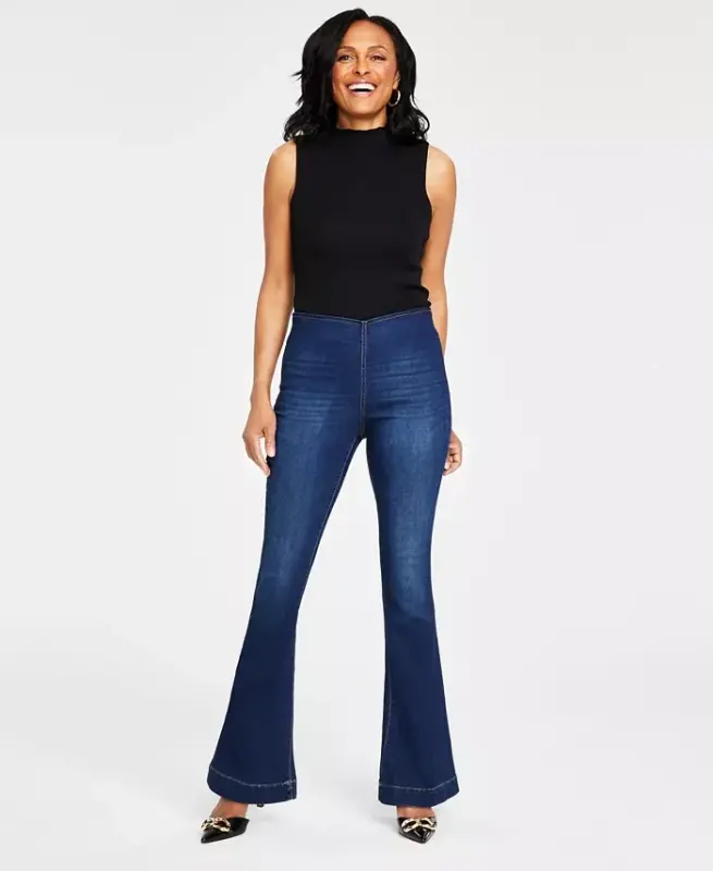 Women's High Rise Pull-On Flare Jeans, Created for Modazone - MEDIUM INDIGO - I.N.C. INTERNATIONAL CONCEPTS