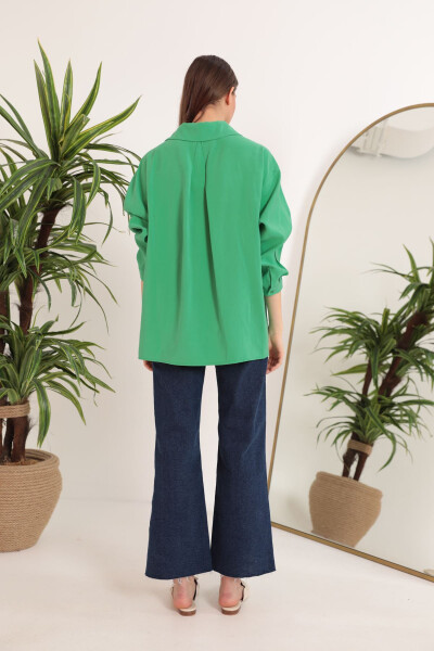 Modal Fabric Oversize Women's Shirt - Green - 3