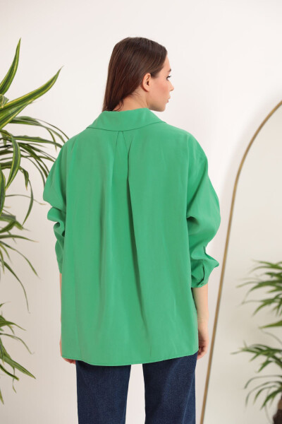 Modal Fabric Oversize Women's Shirt - Green - 5