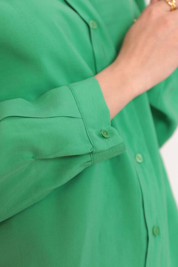 Modal Fabric Oversize Women's Shirt - Green - 7