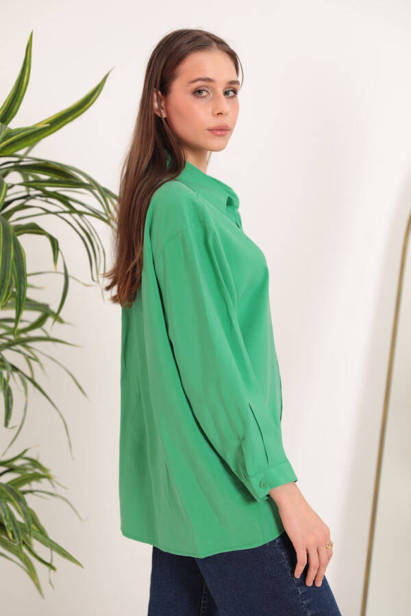 Modal Fabric Oversize Women's Shirt - Green - 8