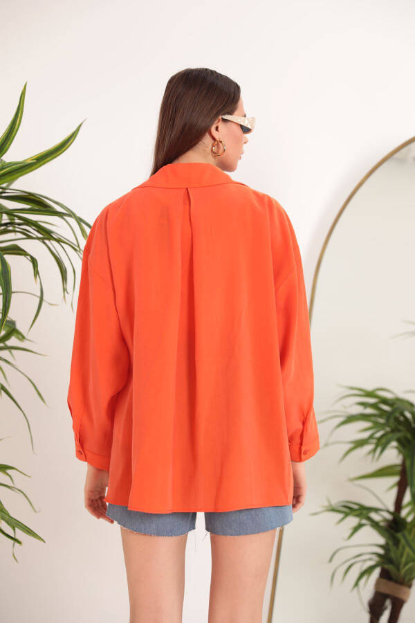 Modal Fabric Oversized Women's Shirt - Orange - 10