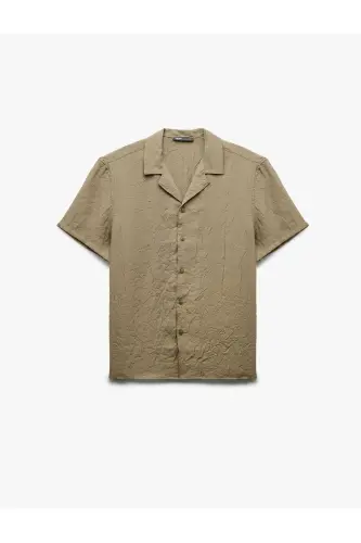 Modal Fabric Regular Fit Short Sleeve Textured Turnover Y - 3