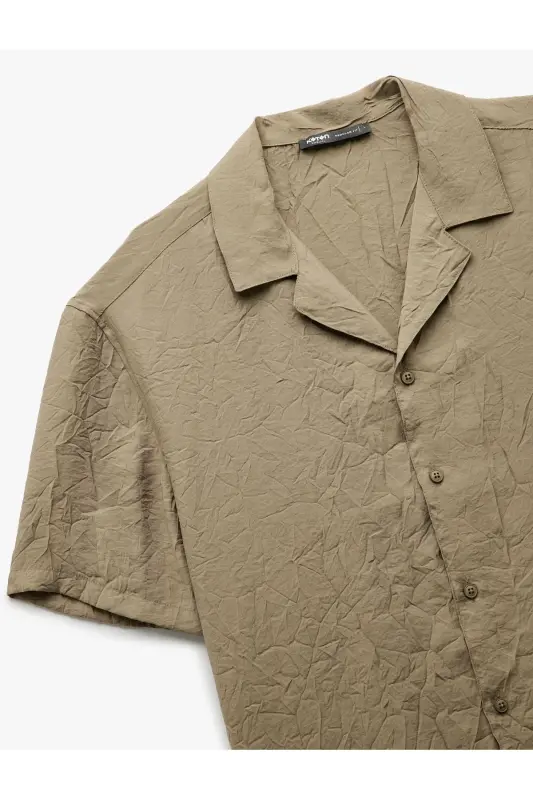 Modal Fabric Regular Fit Short Sleeve Textured Turnover Y - 5