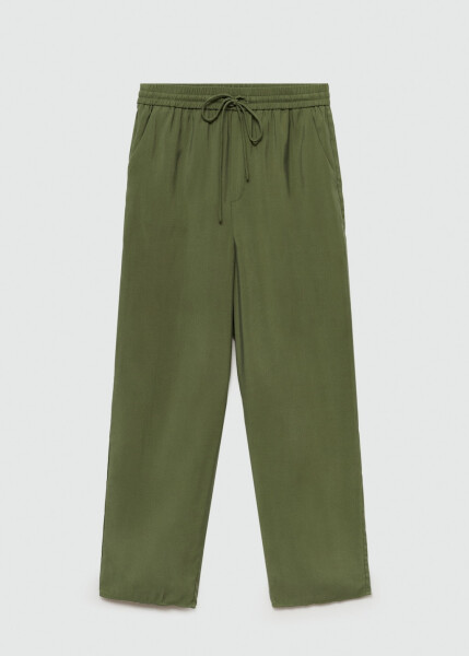 Modal straight leg pants - Forest Green - 1