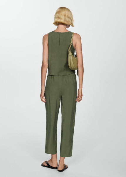 Modal straight leg pants - Forest Green - 2