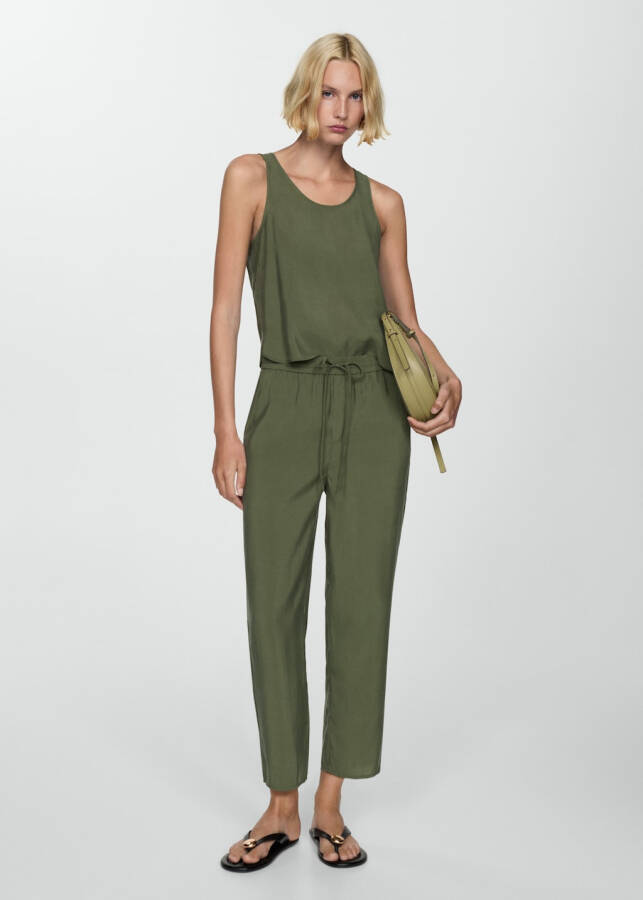 Modal straight leg pants - Forest Green - 3