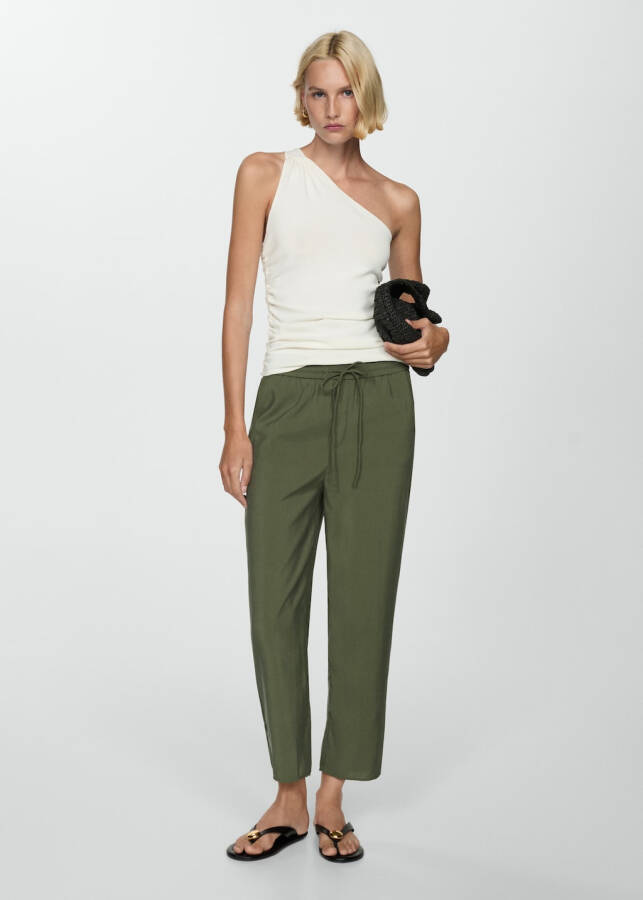 Modal straight leg pants - Forest Green - 7