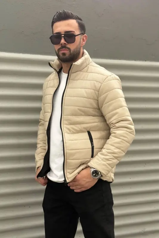 MODATREND Erkek Şişme Astarlı Mont Ceket - Bejİ - 3