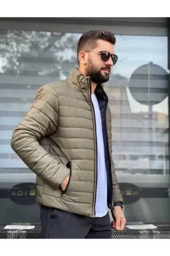 MODATREND Men's Puffer Lined Coat Jacket - KHAKI. - 3