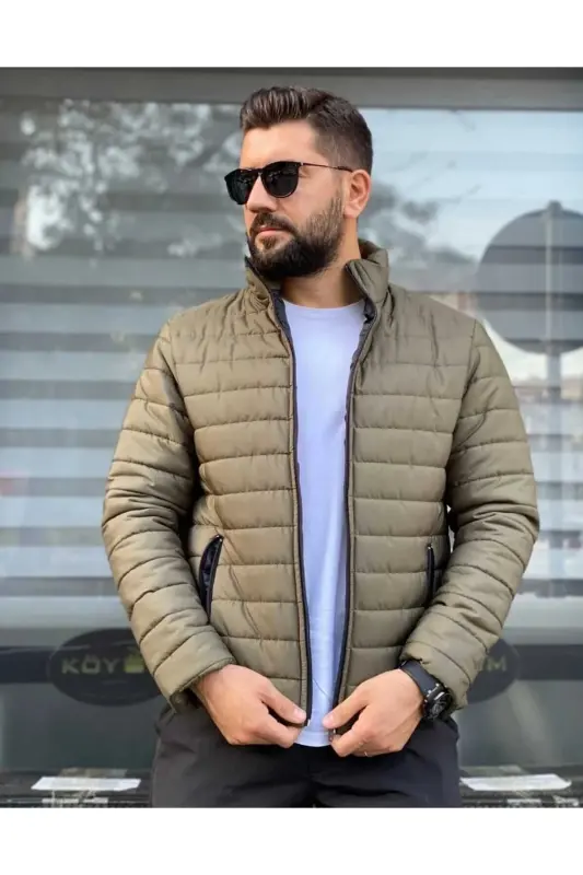 MODATREND Men's Puffer Lined Coat Jacket - KHAKI. - 4
