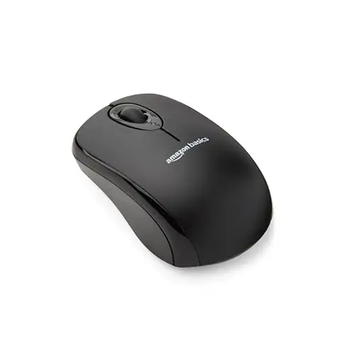 Amazon Basics 2.4 Ghz Wireless Optical Computer Mouse with USB Nano Receiver, Black 