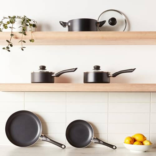 Modazone Basics Non-Stick Cookware 8-Piece Set, Pots and Pans, Black - 2