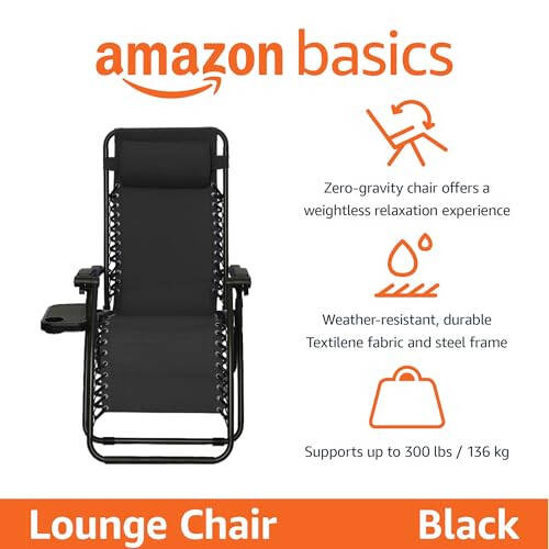 Modazone Basics Outdoor Textilene Adjustable Zero Gravity Folding Reclining Lounge Chair with Pillow, 26