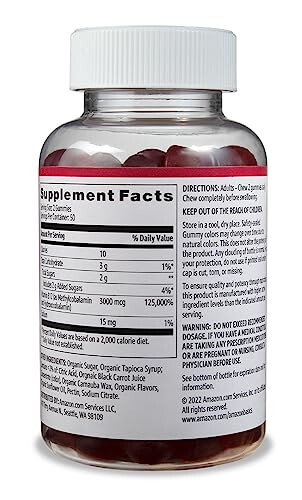 Modazone Basics Vitamin B12 3000 mcg Gummies, Normal Energiya Ishlab Chiqarish va Metabolizm, Immunitet Tizimini Qo'llab-quvvatlash, Malina, 100 dona (Har bir xizmat uchun 2) (Avval Solimo) - 2