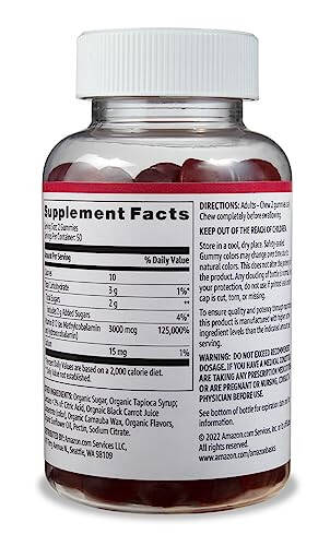 Modazone Basics Vitamin B12 3000 mcg Gummies, Normal Energiya Ishlab Chiqarish va Metabolizm, Immunitet Tizimini Qo'llab-quvvatlash, Malina, 100 dona (Har bir xizmat uchun 2) (Avval Solimo) - 2