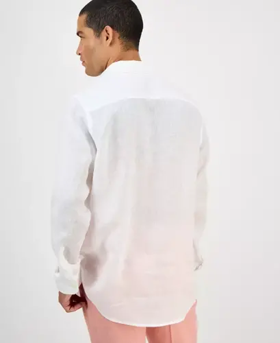 Men's 100% Linen Shirt, Created for Modazone - White Pure - 2