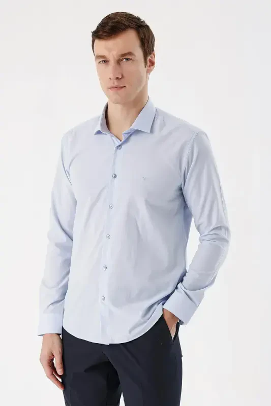 Modazone Erkak A. KO'K Basic Slim Fit Ko'ylak - MORVEN