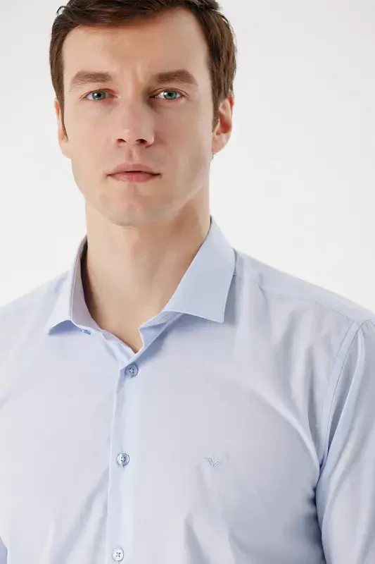 Modazone Erkak A. KO'K Basic Slim Fit Ko'ylak - 3