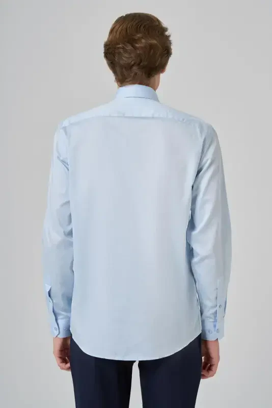 Modazone Erkak A. KO'K Paxta Trend Dynamic Fit İtalyan Yoqali Ko'ylak - 5