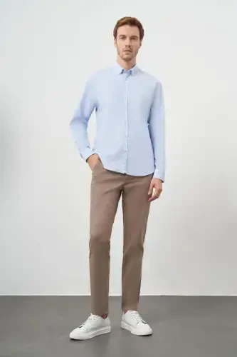 Modazone Erkak A. KO'K Paxta Trend Tugmali Yoqa Dynamic Fit Ko'ylak - 5