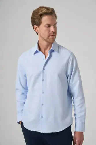 Modazone Erkak A. KO'K Trend Dynamic Fit Qattiq Yoqali Ko'ylak - 2